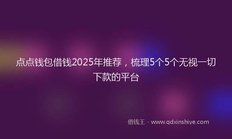 点点钱包借钱2025年推荐，梳理5个5个无视一切下款的平台