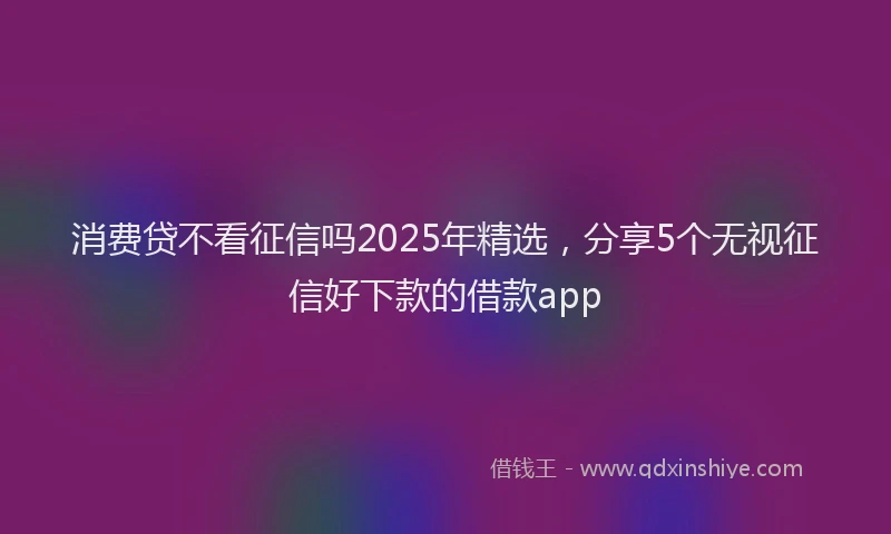 消费贷不看征信吗2025年精选，分享5个无视征信好下款的借款app