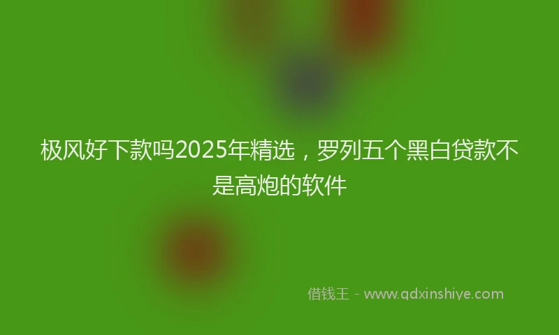 极风好下款吗2025年精选，罗列五个黑白贷款不是高炮的软件