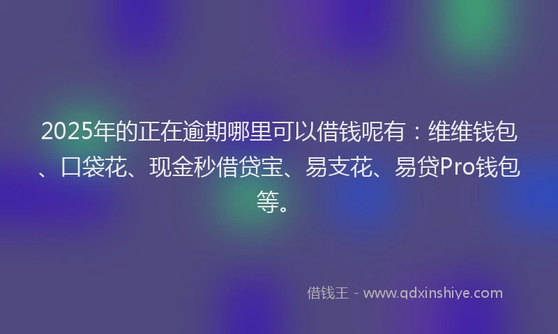 2025年的正在逾期哪里可以借钱呢有：维维钱包、口袋花、现金秒借贷宝、易支花、易贷Pro钱包等。