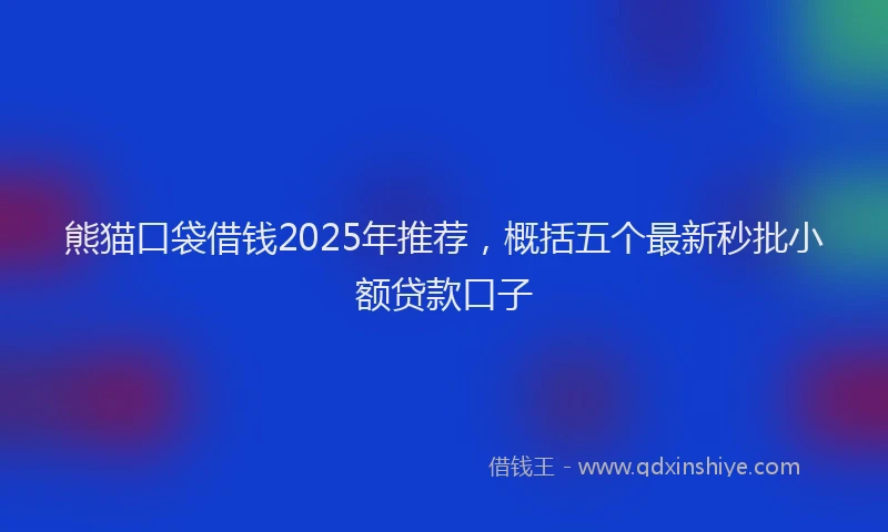 熊猫口袋借钱2025年推荐，概括五个最新秒批小额贷款口子