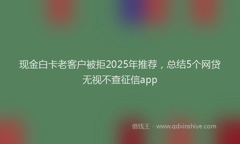 现金白卡老客户被拒2025年推荐，总结5个网贷无视不查征信app