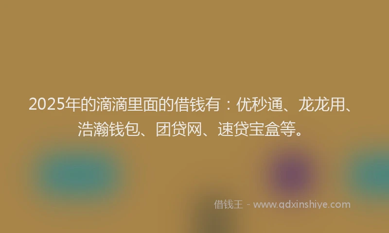 2025年的滴滴里面的借钱有：优秒通、龙龙用、浩瀚钱包、团贷网、速贷宝盒等。