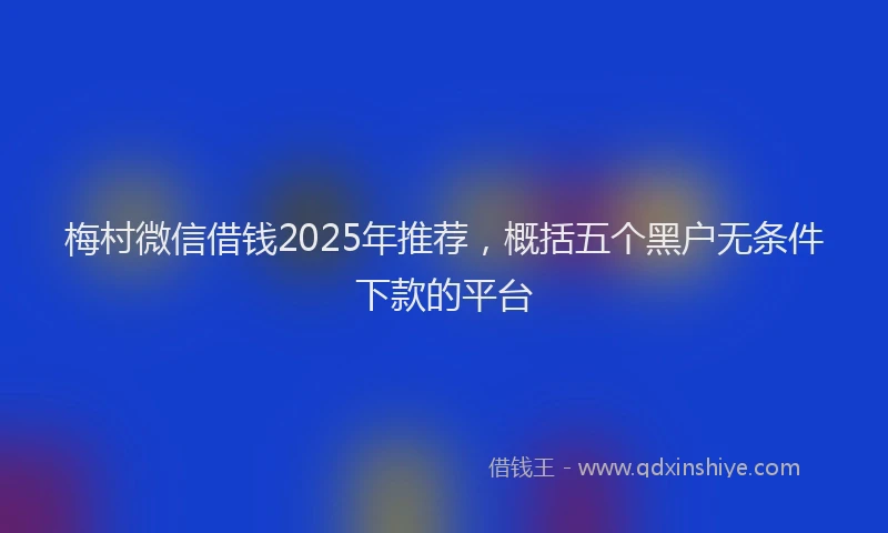 梅村微信借钱2025年推荐，概括五个黑户无条件下款的平台