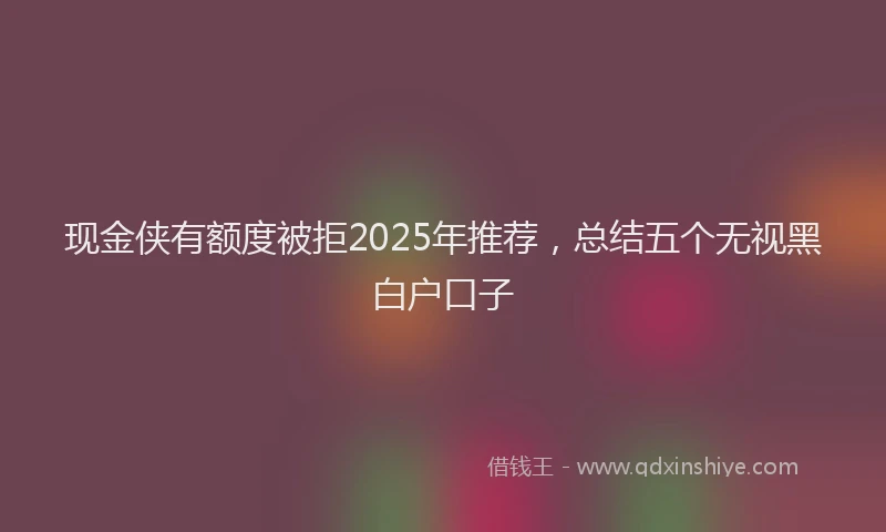 现金侠有额度被拒2025年推荐，总结五个无视黑白户口子