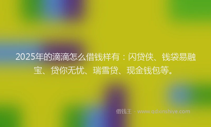 2025年的滴滴怎么借钱样有：闪贷侠、钱袋易融宝、贷你无忧、瑞雪贷、现金钱包等。