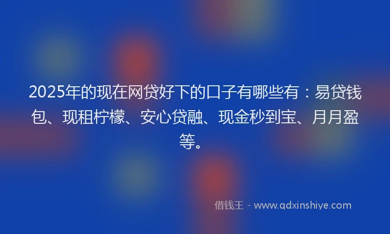2025年的现在网贷好下的口子有哪些有：易贷钱包、现租柠檬、安心贷融、现金秒到宝、月月盈等。