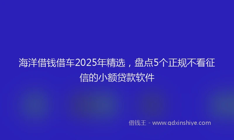 海洋借钱借车2025年精选，盘点5个正规不看征信的小额贷款软件