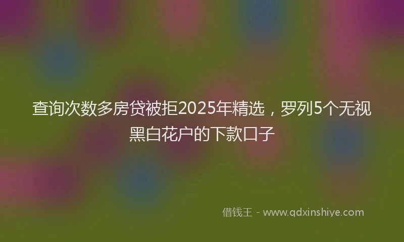 查询次数多房贷被拒2025年精选，罗列5个无视黑白花户的下款口子