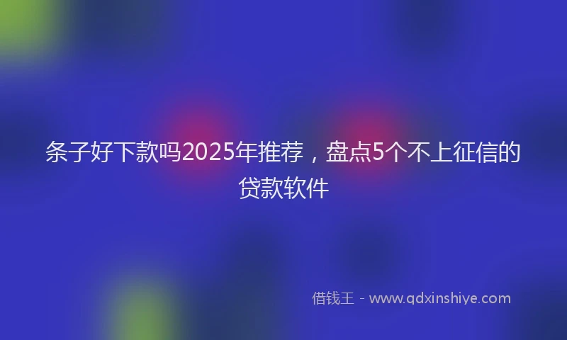 条子好下款吗2025年推荐，盘点5个不上征信的贷款软件