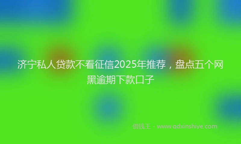 济宁私人贷款不看征信2025年推荐，盘点五个网黑逾期下款口子