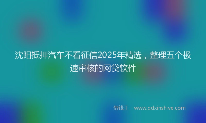 沈阳抵押汽车不看征信2025年精选，整理五个极速审核的网贷软件