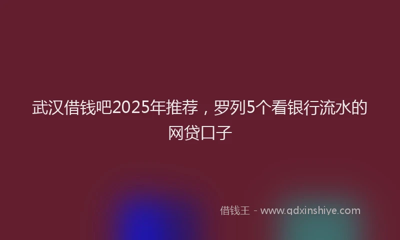武汉借钱吧2025年推荐，罗列5个看银行流水的网贷口子
