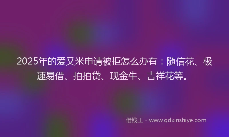 2025年的爱又米申请被拒怎么办有：随信花、极速易借、拍拍贷、现金牛、吉祥花等。