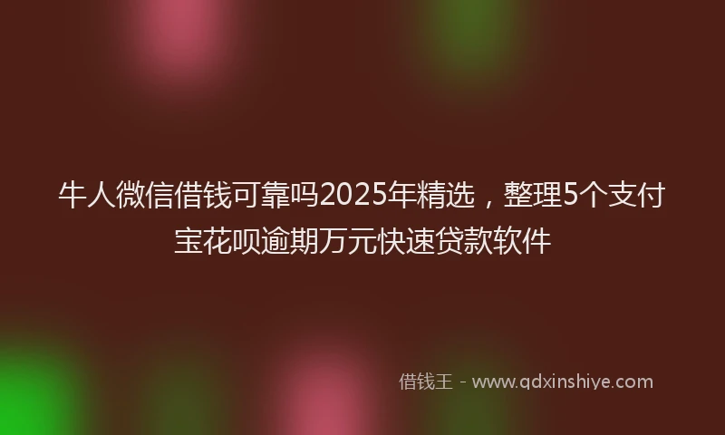 牛人微信借钱可靠吗2025年精选，整理5个支付宝花呗逾期万元快速贷款软件