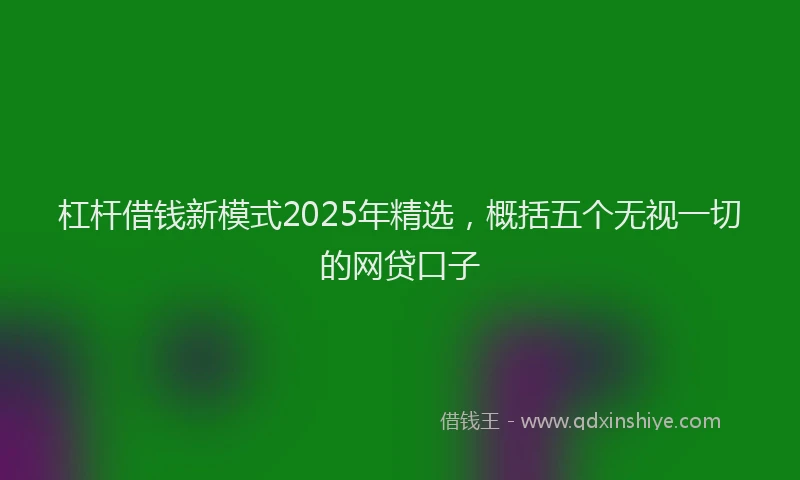 杠杆借钱新模式2025年精选，概括五个无视一切的网贷口子