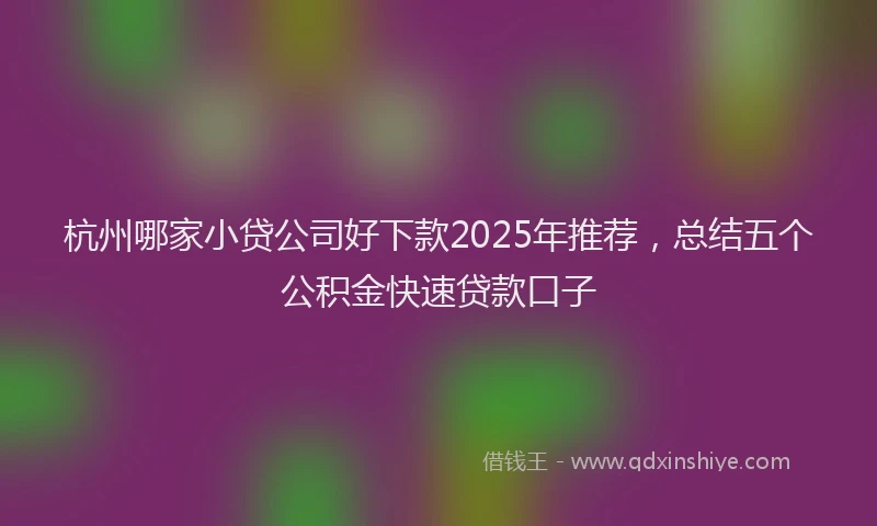 杭州哪家小贷公司好下款2025年推荐，总结五个公积金快速贷款口子