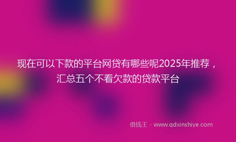 现在可以下款的平台网贷有哪些呢2025年推荐，汇总五个不看欠款的贷款平台