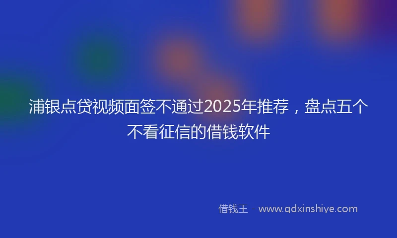 浦银点贷视频面签不通过2025年推荐，盘点五个不看征信的借钱软件