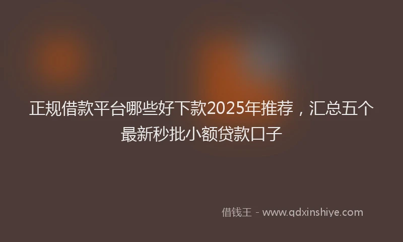 正规借款平台哪些好下款2025年推荐，汇总五个最新秒批小额贷款口子