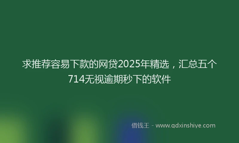 求推荐容易下款的网贷2025年精选，汇总五个714无视逾期秒下的软件