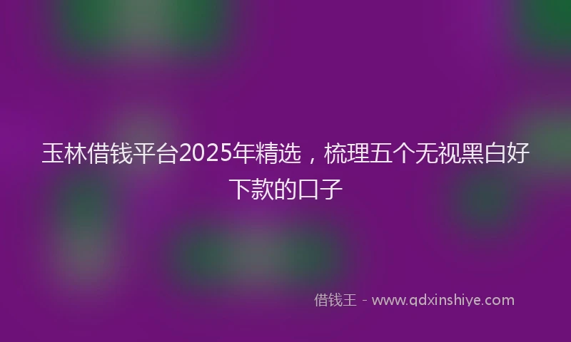 玉林借钱平台2025年精选，梳理五个无视黑白好下款的口子