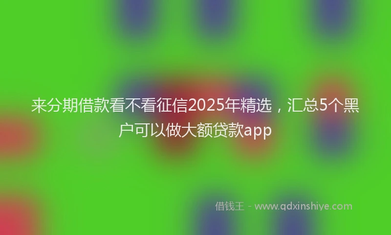 来分期借款看不看征信2025年精选，汇总5个黑户可以做大额贷款app