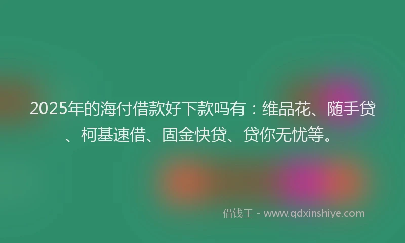 2025年的海付借款好下款吗有：维品花、随手贷、柯基速借、固金快贷、贷你无忧等。