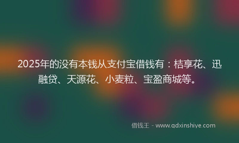 2025年的没有本钱从支付宝借钱有：桔享花、迅融贷、天源花、小麦粒、宝盈商城等。