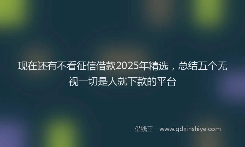 现在还有不看征信借款2025年精选，总结五个无视一切是人就下款的平台