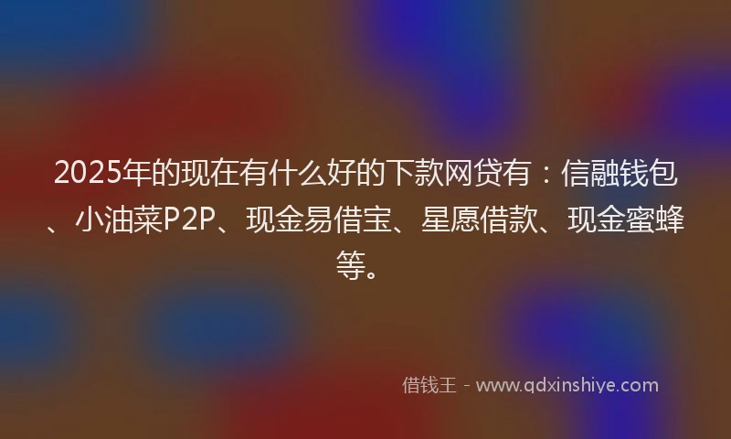 2025年的现在有什么好的下款网贷有：信融钱包、小油菜P2P、现金易借宝、星愿借款、现金蜜蜂等。
