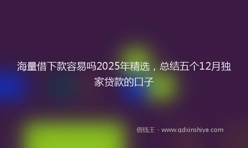 海量借下款容易吗2025年精选，总结五个12月独家贷款的口子
