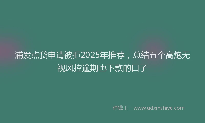 浦发点贷申请被拒2025年推荐，总结五个高炮无视风控逾期也下款的口子