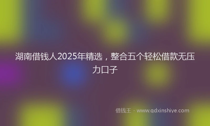 湖南借钱人2025年精选，整合五个轻松借款无压力口子