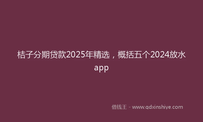 桔子分期贷款2025年精选，概括五个2024放水app