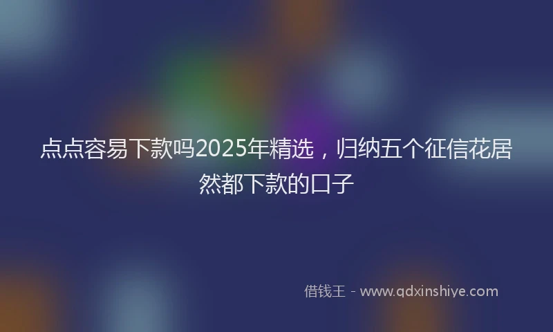 点点容易下款吗2025年精选，归纳五个征信花居然都下款的口子
