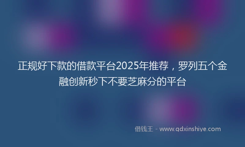 正规好下款的借款平台2025年推荐，罗列五个金融创新秒下不要芝麻分的平台