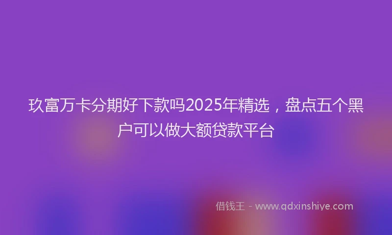 玖富万卡分期好下款吗2025年精选，盘点五个黑户可以做大额贷款平台