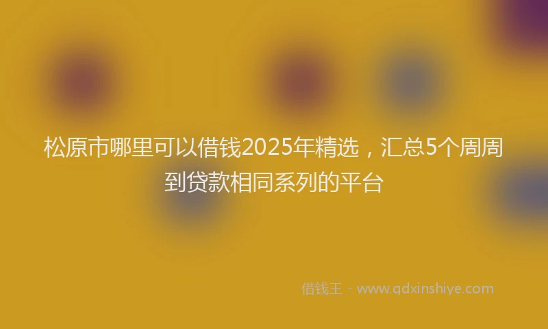 松原市哪里可以借钱2025年精选，汇总5个周周到贷款相同系列的平台