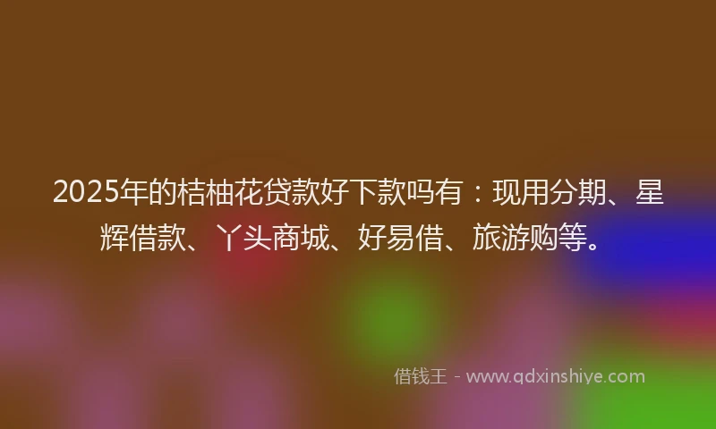 2025年的桔柚花贷款好下款吗有：现用分期、星辉借款、丫头商城、好易借、旅游购等。