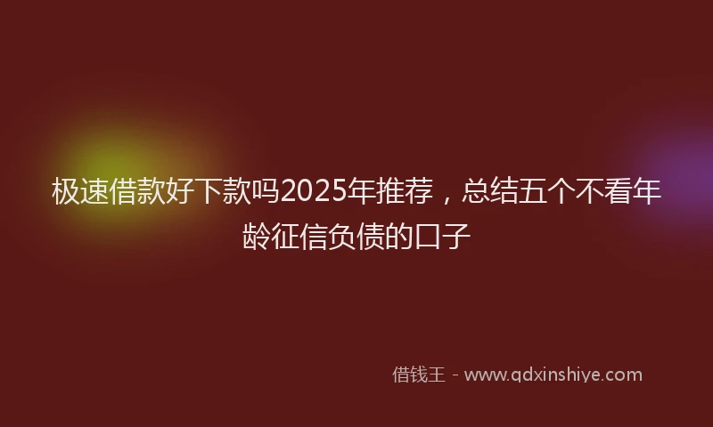 极速借款好下款吗2025年推荐，总结五个不看年龄征信负债的口子