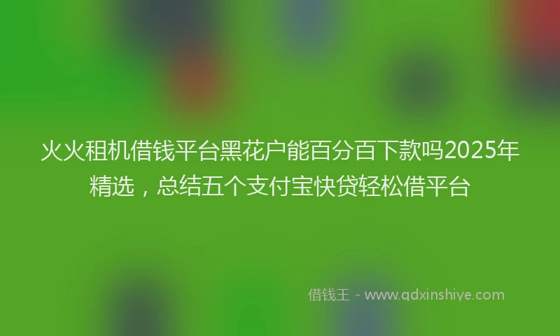 火火租机借钱平台黑花户能百分百下款吗2025年精选，总结五个支付宝快贷轻松借平台