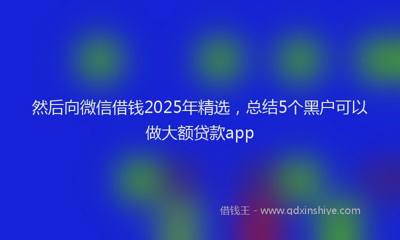 然后向微信借钱2025年精选，总结5个黑户可以做大额贷款app