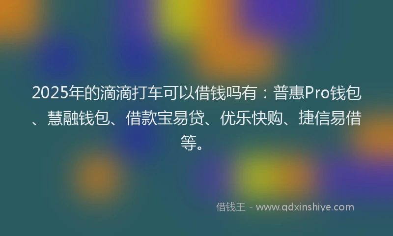 2025年的滴滴打车可以借钱吗有：普惠Pro钱包、慧融钱包、借款宝易贷、优乐快购、捷信易借等。