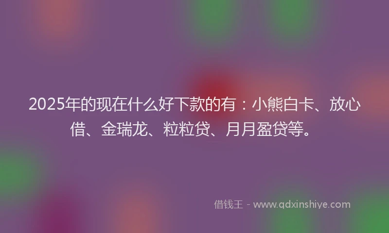 2025年的现在什么好下款的有：小熊白卡、放心借、金瑞龙、粒粒贷、月月盈贷等。
