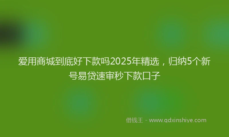 爱用商城到底好下款吗2025年精选，归纳5个新号易贷速审秒下款口子