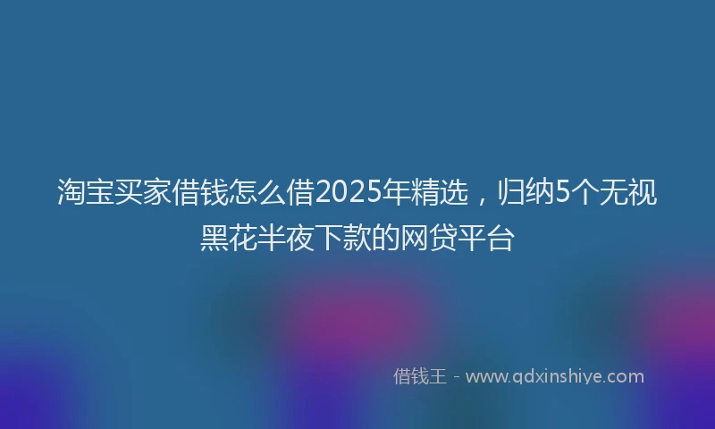 淘宝买家借钱怎么借2025年精选，归纳5个无视黑花半夜下款的网贷平台