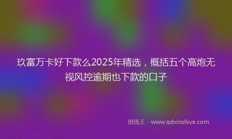 玖富万卡好下款么2025年精选，概括五个高炮无视风控逾期也下款的口子