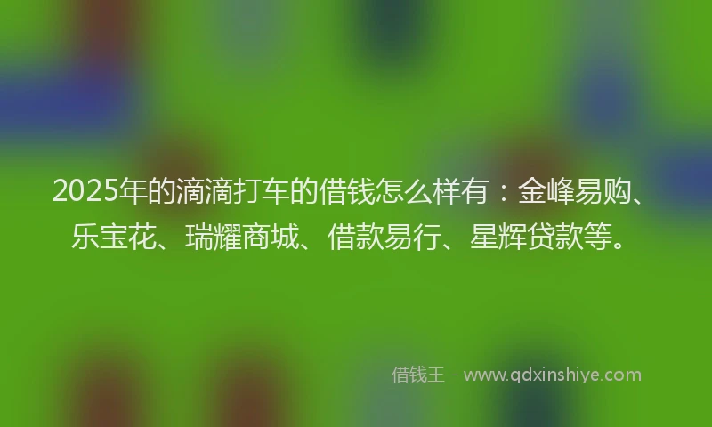 2025年的滴滴打车的借钱怎么样有：金峰易购、乐宝花、瑞耀商城、借款易行、星辉贷款等。