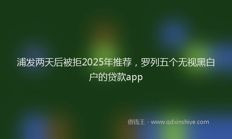 浦发两天后被拒2025年推荐，罗列五个无视黑白户的贷款app
